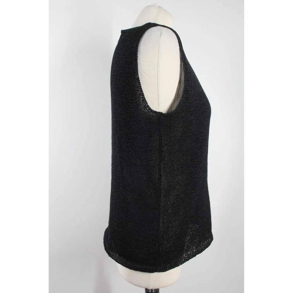 Coldwater Creek Size M Black Knit Shell Top Sleeveless Scoop Neck Layering Shell - Picture 2 of 7